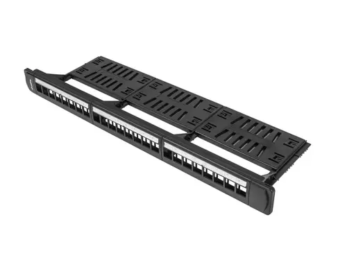 Пач панел, Lanberg patch panel blank 24 port 1U with organizer for keystone modules, black