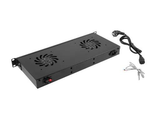 Аксесоар, Lanberg 19" fan unit / ventilation panel with lcd 2 fans + thermostat, 230V, black