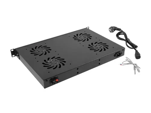 Аксесоар, Lanberg 19" fan unit / ventilation panel with lcd 4 fans + thermostat, 230V, black