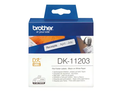 Консуматив, Brother DK-11203 File Folder Labels, 17mm x 87mm, 300 labels per roll, Black on White