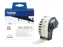 Консуматив, Brother DK-22214 White Continuous Length Paper Tape 12mm x 30.48m, Black on White