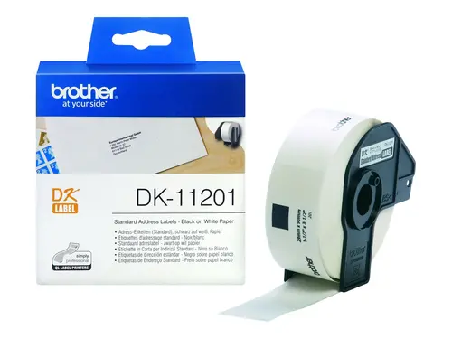 Консуматив, Brother DK-11201 Roll Standard Address Labels, 29mmx90mm, 400 labels per roll, Black on White