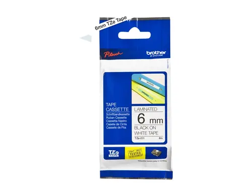 Консуматив, Brother TZe-211 Tape Black on White, Laminated, 6mm Eco