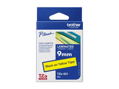 Консуматив, Brother TZe-621 Tape Black on Yellow, Laminated, 9mm Eco