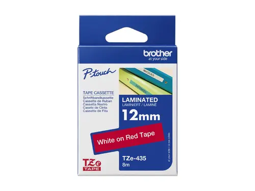 Консуматив, Brother TZe-435 Tape White on Red, Laminated, 12mm, 8m