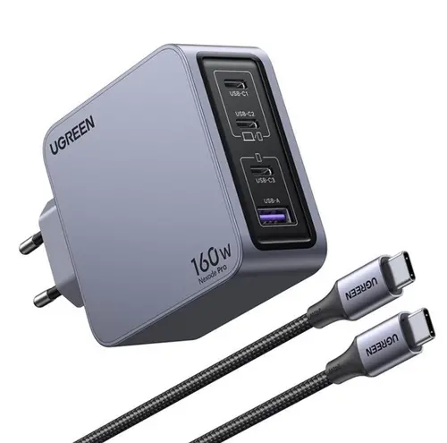 УНИВЕРСАЛНО ЗАРЯДНО УСТРОЙСТВО X763 220V 3xUSB-C 1xUSB A GaN 160W UGREEN