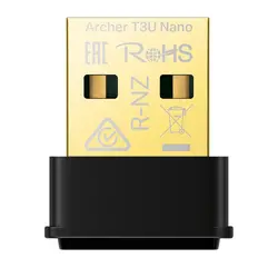 Безжичен адаптер TP-LINK Archer T3U Nano, AC1300, двулентов,USB 2.0, вгр. антена