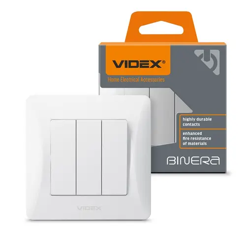 ТРОЕН КЛЮЧ VF-BNSW3-W 10А BINERA VIDEX - БЯЛ