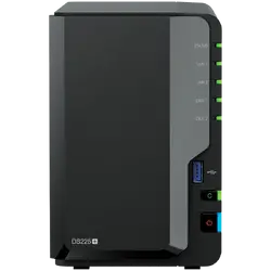 Synology DS225+, Tower, 2-bays 3.5'' SATA HDD/SSD, CPU Inte Celeron J4125 4-core (4-thread) 2.0 GHz, burst up to 2.7 GHz, 2 GB DDR4 non-ECC (expandable up to 6 GB), 1xRJ-45 1GbE LAN, 1xRJ-45 2.5 GbE LAN, 2xUSB 3.2 Gen 1, 1.3 kg, 3yr warranty