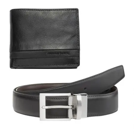 Мъжки комплект портфейл и колан Silver Flame - 110 см