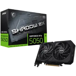 MSI Video Card NVIDIA GeForce RTX 5050 8G SHADOW 2X OC, 8GB GDDR6, 128-bit, 2602 MHz Boost, 2560 CUDA Cores, PCIe 5.0 (x8), 3x DP 2.1b, HDMI 2.1b, RAY TRACING, Dual Fan, 130W TDP, 8-pin PCIe Power, G-SYNC, 2-Slot, 3Y