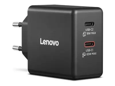 LENOVO Dual USB-C 65W GaN Charger Black EU