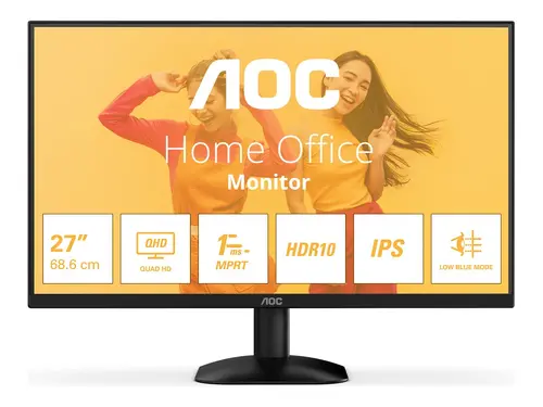 Монитор, AOC Q27B35E, 27" IPS WLED, 2560x1440@75Hz, 4ms GtG, 1ms MPRT, 300cd m/2, 1500:1, 20M:1 DCR, Adaptive Sync, FlickerFree, Low Blue Light, Tilt, HDMI, DP