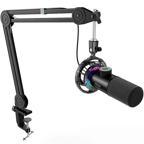 Микрофон със стойка FIFINE T658 Dynamic RGB - Black
