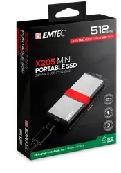 Външен диск, EMTEC EXT SSD X205 512G /USB-C