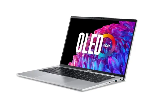 Лаптоп, Acer Swift Go14, SFG14-73-56V2, Intel Core Ultra 5 125U (up to 4.3GHz, 12MB), 14" 3K (2880x1800) Cine Crystal OLED WQ2.8K 90Hz, 16GB DDR5(on bord) no slot, 1024GB, Intel Graphics, QHD Webcam, FPR, KB backlight, Wi-Fi 6E, BT 5.3, Win 11 Home, Pure Silver Лаптоп, Acer Swift Go14, SFG14-73-56V2, Intel Core Ultra 5 125U (up to 4.3GHz, 12MB), 14" 3K (2880x1800) Cine Crystal OLED WQ2.8K 90Hz, 16GB DDR5(on bord) no slot, 1024GB, Intel Graphics, QHD Webcam, FPR, KB backlight, Wi-Fi 6E, BT 5.3, Win 11 Home, Pure Silver
