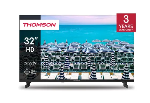 Телевизор, Thomson 32"HD Easy TV; 1366 x 768 (HD), DLED, 60 Hz, DVB-T/T2/C/S/S2,HDMI 3 (1.4), USB 2 (2.0), S/PDIF 1x coaxial, AV IN, Hotel mode, Side Feet, Black Телевизор, Thomson 32"HD Easy TV; 1366 x 768 (HD), DLED, 60 Hz, DVB-T/T2/C/S/S2,HDMI 3 (1.4), USB 2 (2.0), S/PDIF 1x coaxial, AV IN, Hotel mode, Side Feet, Black