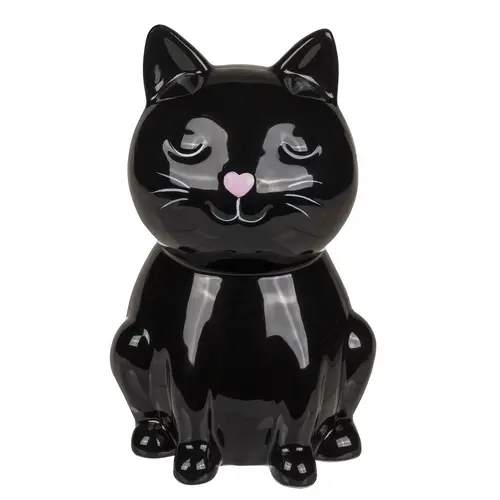 Керамична касичка с ключ Котка, черна