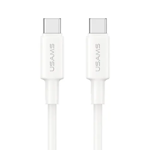 Кабел за бързо зареждане и данни USAMS SJ763 U90 60W Type-C To Type-C, 1 метър, бял