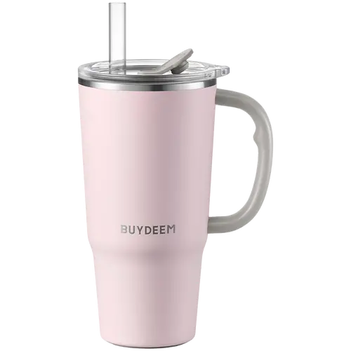 BUYDEEM Thermo Mug With Straw 700 ml, model DS57, color Pink
