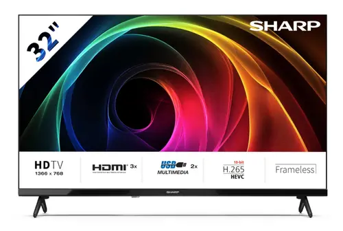 Телевизор, Sharp 32HA1205E, 32" LED HD 1366x768 HD Frameless, 100 000:1, DVB-T/T2/C/S/S2, Active Motion 100, Speaker 2x8W, Dolby Digital, CI+, 3xHDMI (ARC/CEC), 2xUSB, LAN, Video/Audio input (3 x RCA), Hotel Mode, E, 2 pole Stand Телевизор, Sharp 32HA1205E, 32" LED HD 1366x768 HD Frameless, 100 000:1, DVB-T/T2/C/S/S2, Active Motion 100, Speaker 2x8W, Dolby Digital, CI+, 3xHDMI (ARC/CEC), 2xUSB, LAN, Video/Audio input (3 x RCA), Hotel Mode, E, 2 pole Stand
