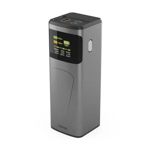 HAMA Външна батерия „High Power“, 200 W, 24000 mAh, 2x USB-C, USB-A, бързо зареждане