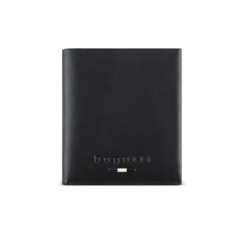 Кожен калъф за карти Bugatti Romeo, черен