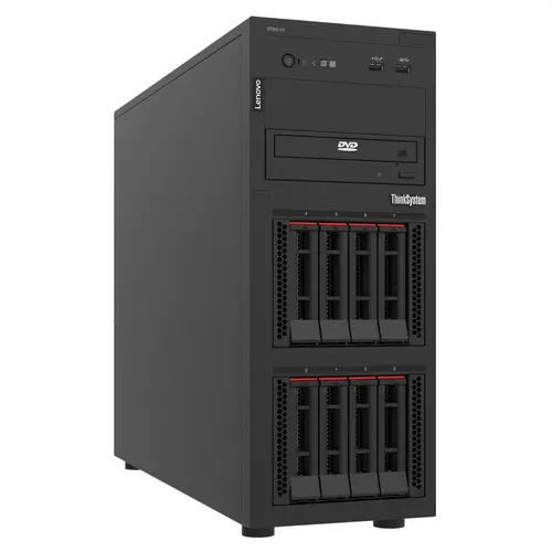 Сървър, Lenovo ThinkSystem ST250 V3, Intel Xeon 6353P (2.70 GHz, 8-core, 24 MB Cache, 65W), 1x16GB 1Rx8, 3.5" HS (4), SW RD, 2x800W, XCC2 Platinum