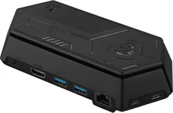 Докинг станция, MSI Nest Docking Station with USB-C Cable, compatible with All MSI Claw gaming handhelds, USB-C w/PD 100W, HDMI 2.0 (4K/60Hz), USB-C 3.2 (5Gb/s), 2 x USB-A 3.2 (5Gb/s), RJ45 (10/100/1000 Mbps), 16.5 x 8 x 3.65cm, 0.206kg