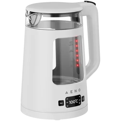 AENO Electric Kettle EK6: 1850-2200W, 2L, Strix, Square-shaped body, Transparent lid, High Resistant Glass, LED-Illumination, Auto Power Off, Dry tank Protection