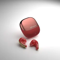 Слушалки, HiFuture ChromeBuds Red, Metallic Charge Case, 4 MICS ENC, Wireless 5.4, Up to 6 Hours Battery Life by one charge, IPX5, Ultra Bass, Up to 30 Hours Battery Life Combined