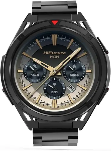 Часовник, HiFuture Active Black Red, *1.43"  AMOLED, Dual Band GPS +Compass + Altimeter 466*466, Powered by Dual Core & Syntra AI, Bluetooth Call, 5ATM Waterproof, 24/7 True Heart Rate & Blood Oxygen Sensor, Up to 10 days daily use