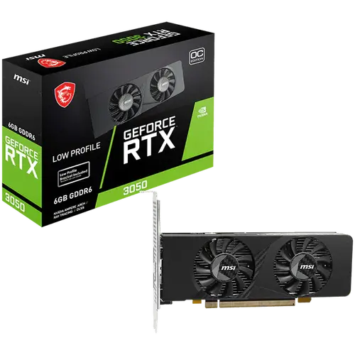MSI Video Card Nvidia GeForce RTX 3050 LP E 6G OC, 2x HDMI, 1x DP, DUAL FAN, ATX