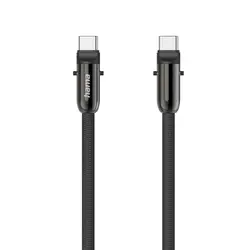 Hama Кабел за зареждане, USB-C, 2 в 1 с връзка за телефон, 1.2 m, черен