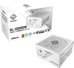 Asrock SL-1200GW, 1200W, 80 Plus GOLD, Fully Modular PSU, Japanese Capacitors, 2x EPS 12V CPU, 2x PCIe5.1 (12+4pin), 2x PCIe (6+2pin), 3x 4-pin connectors, 9x SATA, OCP, SCP, OVP, UVP, OTP, OPP protections, 135 mm Axial Fan, ATX 3.1, White