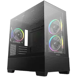 DeepCool CG380-3F, Mid Tower, Mini-ITX/Micro-ATX(Rear Connector), 2xUSB3.0, 1xUSB Type-C, 1xAudio, 3x120mm Pre-Installed ARGB Fans, Tempered Glass, Mesh Panel, Black, R-CG380-BKAGM3-G