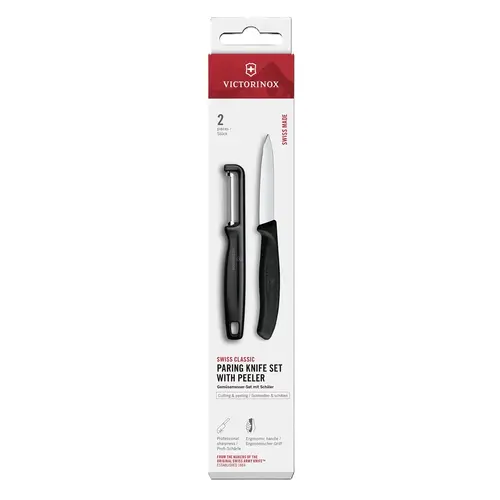 Комплект Victorinox Swiss Classic, нож и белачка, черни