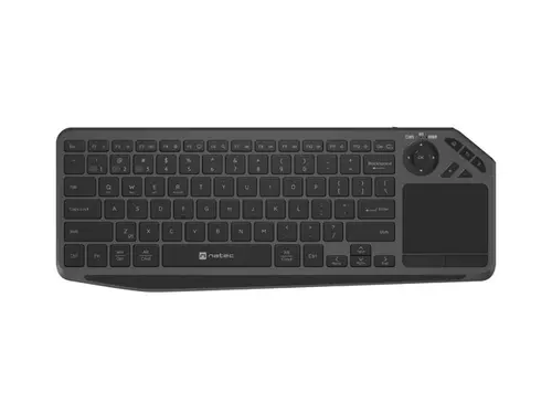 Клавиатура, Natec Turbot 2 Keyboard, US, Wireless, BT, 2.4GHz, X-Scissors with Touchpad for Smart TV, Black-Gray