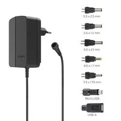 HAMA Универсално захранване, регулируемо, 1500mA, 18W, max. 12V, 7 адаптера