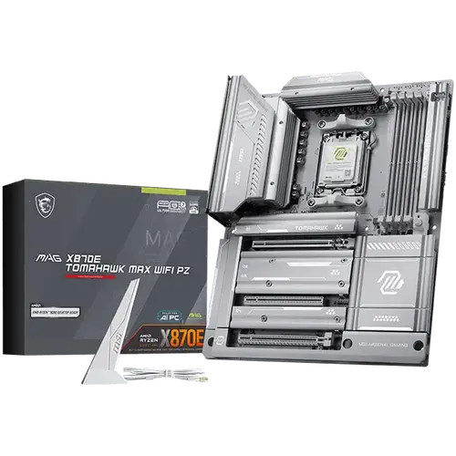 MSI MAG X870E TOMAHAWK MAX WIFI PZ, ATX, Socket AM5, 4x DDR5 Dual Channel DDR5 up to 8400(OC)MHz, 3x PCIe 3.0 x16 slot, 4x M.2 slot, 4x USB 2.0, 3x USB 5Gbps, 2x USB 10Gbps, 1x 10Gbps Type-C, 2x 40Gbps Type-C, HDMI, 7.1 Audio 5G LAN, WiFI 7, BT, 3Y