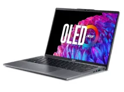 Лаптоп, Acer SFG14-63-R1DP, AMD Ryzen 7 8845HS (up to 5.1GHz, 16MB), 14'' CineCrystal OLED WQ2.8K 90Hz (2880 x 1800), AMD Radeon Graphics, 16GB LPDDR5 onboard, 512GB SSD NVMe, 50Wh, WIFI6E+BT 5.3, QHD Cam, MicroSD Reader, Win 11 Home, Backlit KBD, Steel Gray
