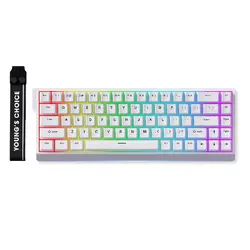 MCHOSE геймърска механична клавиатура Gaming Mechanical Keyboard Ace 68 - 8K, Ice Blue Magnetic Switch [Linear] (English US), White