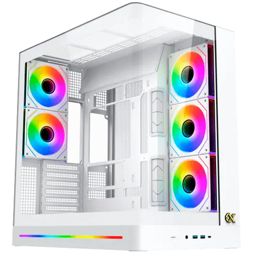 PANO II AIR Arctic EN48524 (WH,EATX,U3x2+Type C,Mesh Top+Curved TG,6PCS H22A WH Reverse & 2PCS H22A WH,ARGB & PWM Remote Control)