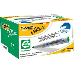 КУТИЯ 12 БР. МАРКЕР VELLEDA ЗЕЛЕН ЦВЯТ ЗА БЯЛА ДЪСКА BIC