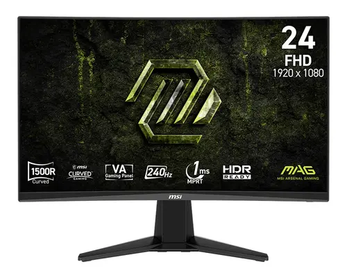 Монитор, MSI MAG 245C X24 Gaming Monitor, 23.6", 1ms, 240Hz Curve 1500R VA, 1920x1080, AMD FreeSyncPremium, AI Vision, Console Mode, HDR Ready, 300nits AG, 1.07B, 3000:1, 100M:1, DP(1.2a), 2xHDMI(2.0b), Headphone out, Tilt, VESA 100, Black, 3.2kg