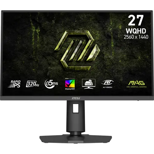 Монитор, MSI MAG 274QPF X32 Gaming Monitor, 27", 0.5ms, 320Hz Rapid IPS, 2560x1440, G-SYNC, AMD FreeSync Premium, AI Vision, Console Mode, HDR400, 300nits AG, 1.07B, 1000:1, 100M:1, DP(1.4a), 2xHDMI(2.1), Headphone out, Pivot, Heigh Adj., VESA 100, Black, 6.7kg