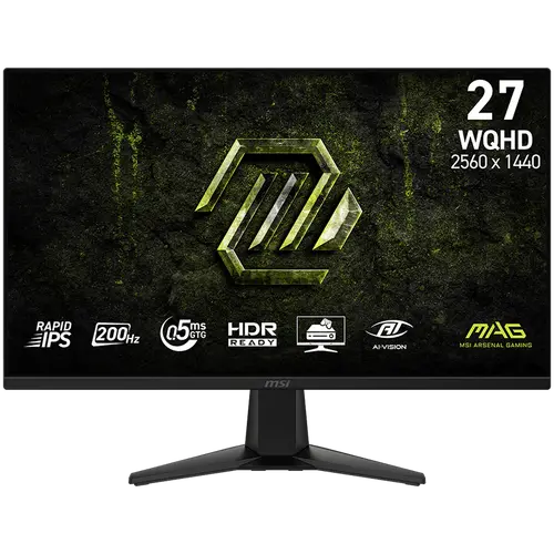 MSI MAG 275QF E20 Gaming Monitor, 27" 200Hz, WQHD (2560x1440) 16:9, Rapid IPS, 0.5ms, 300nits, 1000:1, 178/178, G-SYNC Compatible, AMD FreeSync Premium, Tilt, 1x DP, 2x HDMI, 3Y Warranty