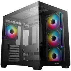 DeepCool CG530U 4F, Mid Tower, Mini-ITX/Micro-ATX/ATX, Rear Connector support, 2xUSB3.0, 1xType-C Gen 2, 1xAudio, 3x120mm ARGB Reverse Fan, 1x120mm ARGB Fan, Tempered Curved Glass, Mesh Panel, Black, 2Y, R-CG530U-BKAGA4-G