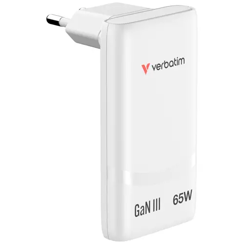 Зарядно устройство, Verbatim Fold 'n' Go GaN Charger 65W EU plug White