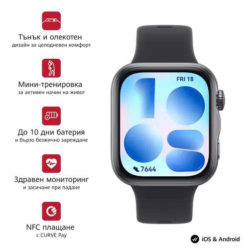 Часовник, Huawei Watch Fit 5 Niki-B19F Black